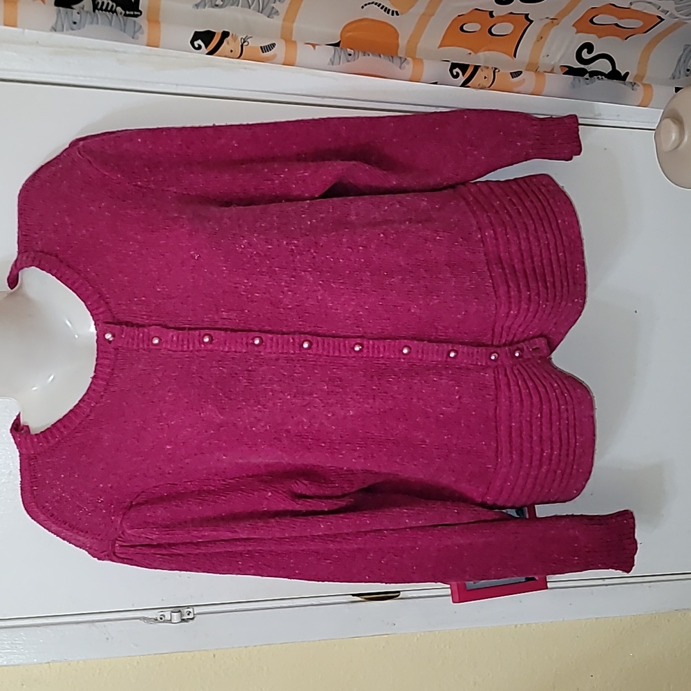 Vintage Raoul cardigan sweater fusia pink silk blend breathable ribbed